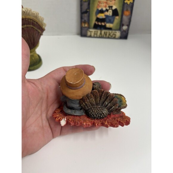 4 Piece Thanksgiving Lot Kitchen Timer Hanging Trivet Figurines - Picture 9 of 11